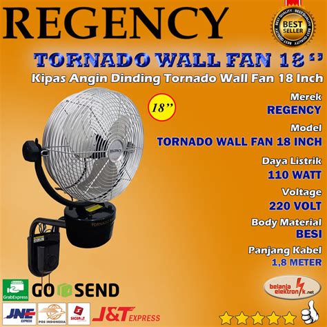 Jual Kipas Angin Dinding Tornado Besi Wall Fan Inch Regency Tw