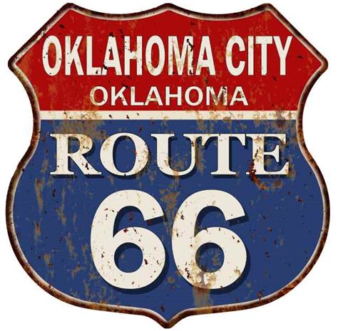 Oklahoma City Oklahoma Route 66 Shield Metal Sign Man Cave Garage