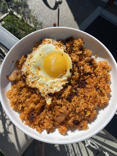 Extra Spicy Kimchi Fried Rice With A Chili Oil Fried Egg R Spicy