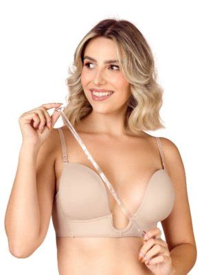 Sutiã Decote Profundo U Push Up Efeito Silicone Invisível Bojo Shanty Lingerie Bege Compre