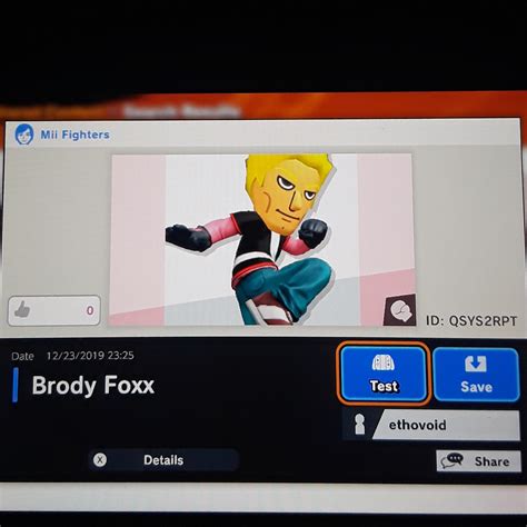 Brody Foxx (Yo Mama) Mii Fighter : r/SmashBrosUltimate