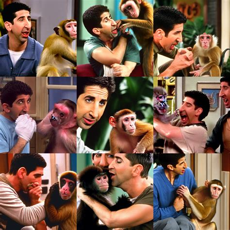 Ross Geller In His Apartment Being Bitten On The Arm Stable Diffusion