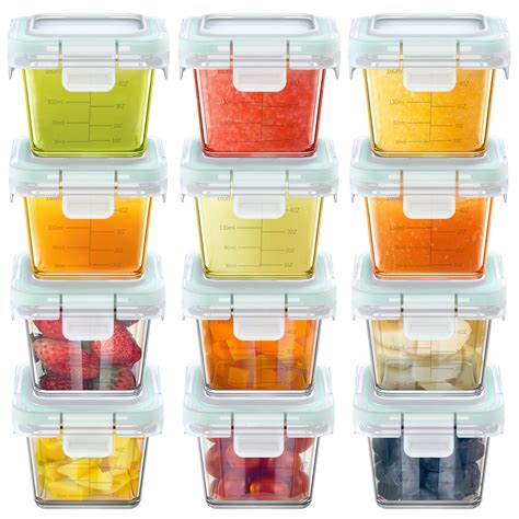 Walmart 12 Pack 5oz Glass Baby Food Storage Containers with Leakproof ...