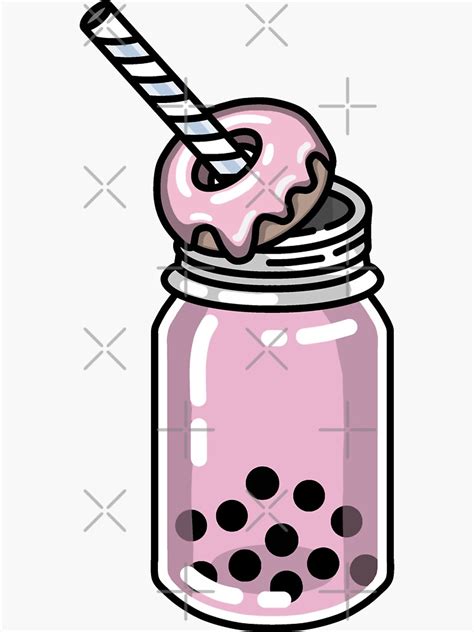 Japanese Aesthetics Kawaii Strawberry Milk Shake With A Donut