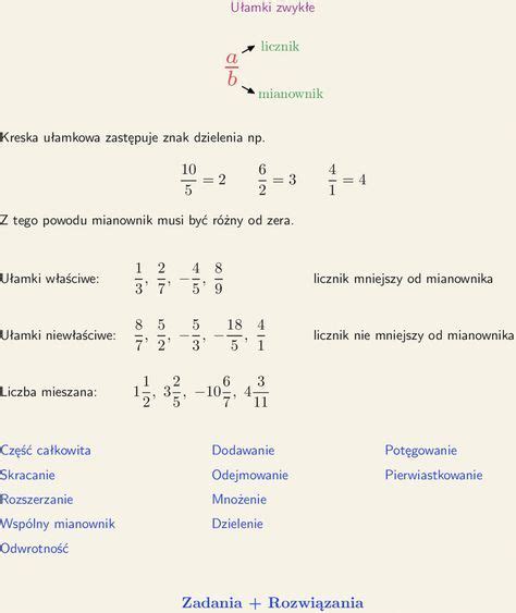 Ułamki Zwykłe Działania Na Ułamkach Math Methods Math Mathematics