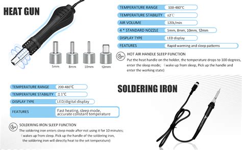Mypouos In W Digital Soldering Station With Hot Air Gun