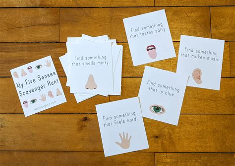 Five Senses Scavenger Hunt Free Printable