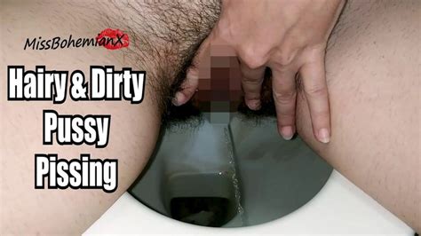 Hairy And Dirty Pussy Pissing On Dirty WC CloseUp Pussy Lips Spreading Pee Fetish