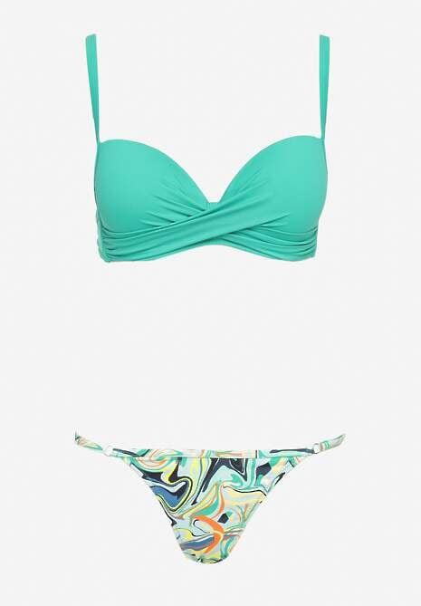 Zielone Bikini Biustonosz Na Cienkich Rami Czkach Z Regulacj I Pary Majtek Z Wi Zaniem I