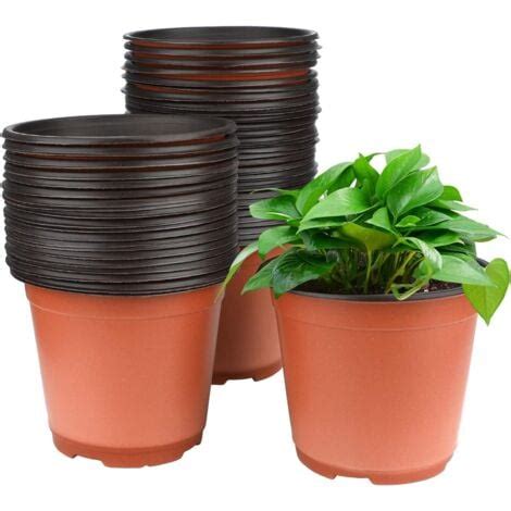 Lot De 50 Pots De Fleurs En Plastique Noir De 15 Cm Pour Plantes