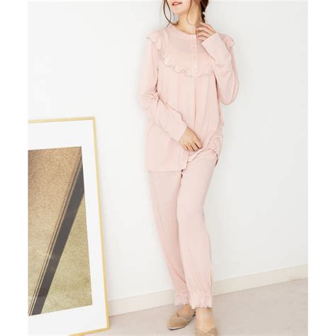 フランデランジェリー fran de lingerie tororelax とろリラ半開きプルオーバーワイドパンツ上下セットパジャマ ピンクベージュ ファッション通販 MAGASEEK