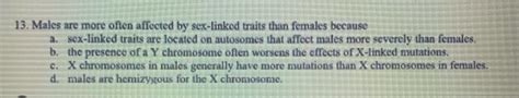 Solved Males Are More Often Affocted By Sex Linkod Chegg