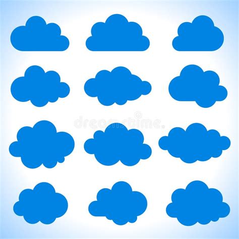 Conjunto De 12 Nubes Azules Ilustración del Vector Ilustración de