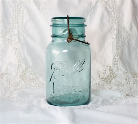 Ball Canning Jar Ideal Mason Quart Wire Bale 1908 Etsy Ball Canning Jars Vintage Mason Jars