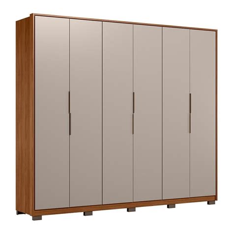 Guarda Roupa Casal Atrice 6 Portas Nogueira Touch nude Prime Tx Pés Demartêz MadeiraMadeira