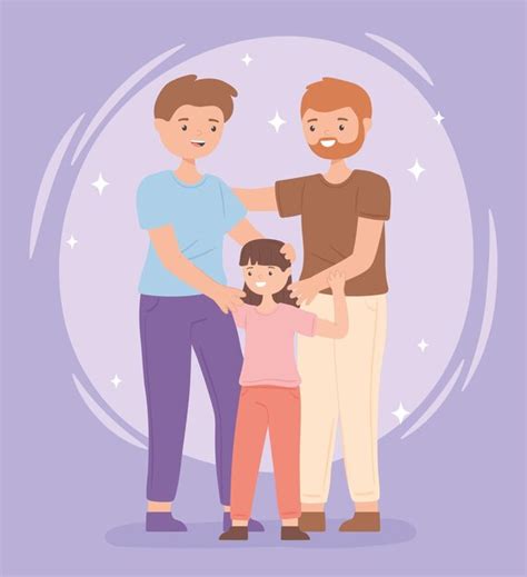 Casal Gay Masculino Filha Vetor Premium