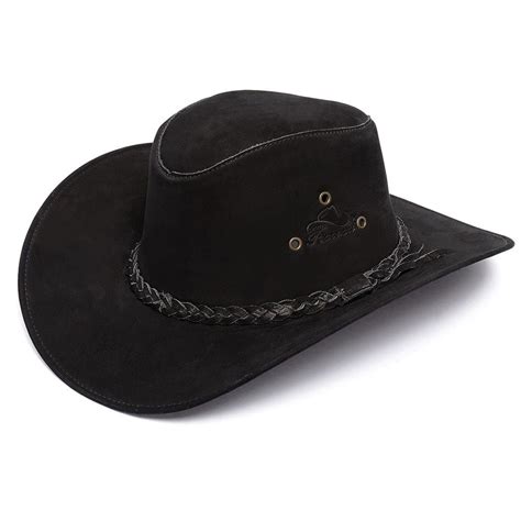 Chapeu Country Couro Nobuck Masculino Aba Larga Detalhe Tranca Piacezzi