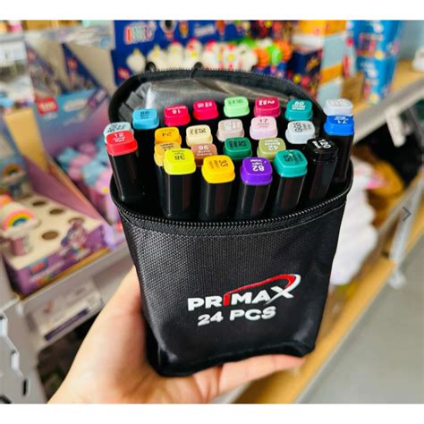 Canetinhas Primax - CANETA MARCADORA - 24 CORES - PONTA DUPLA - PRIMAX | Shopee Brasil