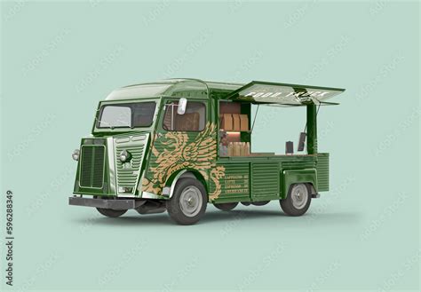 Opened Vintage Food Truck Mockup Stock Template | Adobe Stock