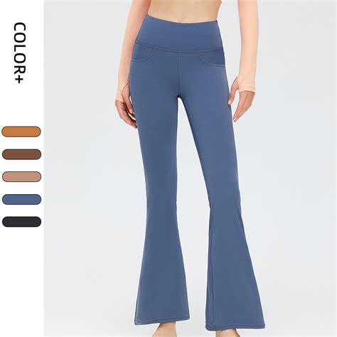 New Wholesell Women Nude Lulu Yoga Flare Pants High Waist Loose Pants Sports Active Hip Lift
