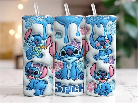 Inflated Stitch Tumbler Design Png D Stitch Tumbler Wraps Oz Skinny