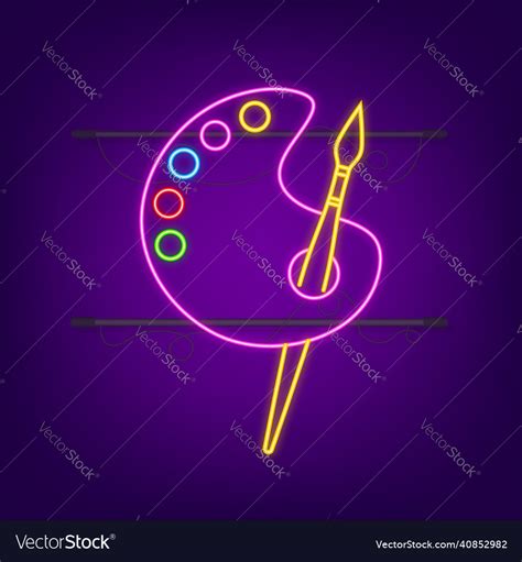 Cartoon Paintbrush And Palette Of Paints Seven Vector Image