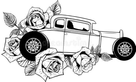 Hot Rod Car Icon Line Style Icon Vector Illustration Stock Vector Illustration Of Vintage