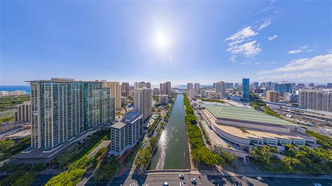 Ala Wai Canal, Waikiki Aerial Panorama. Click to Enter