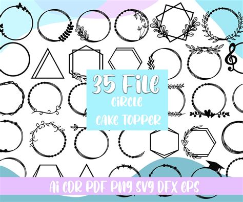 Circle Frame Svg Bundle Cake Topper Svg Files For Cricut Wreath