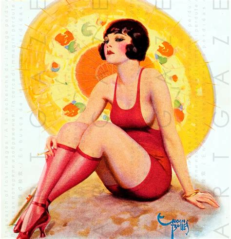 Art Deco Flapper At The Beach Vintage Illustration 1920 S Etsy