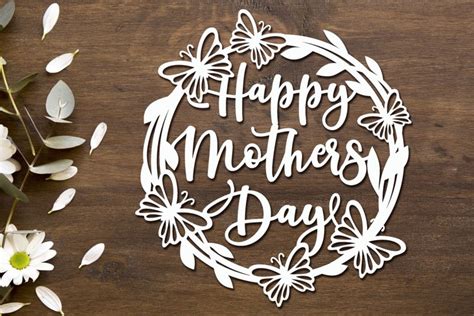 Happy Mothers Day Svg Butterfly Cake Topper Svg Wreath Svg