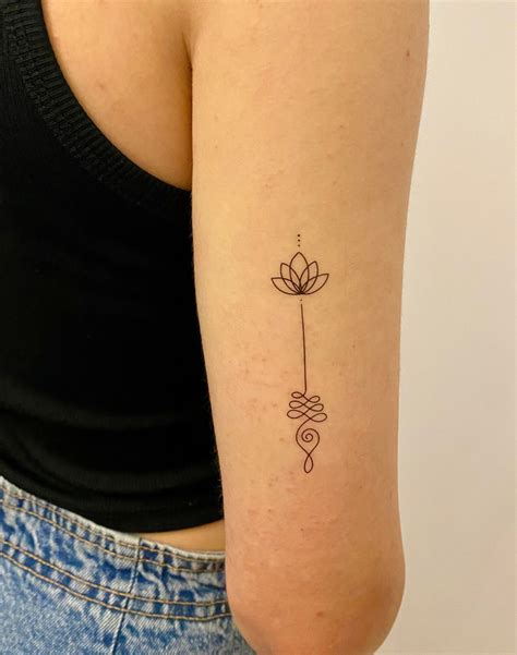 Unalome Lotus Temporary Tattoo Set Of 2 Bohemian Temporary Tattoo