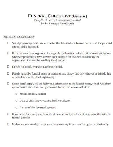 15 Funeral Checklist Templates In Pdf Word Xls Free And Premium