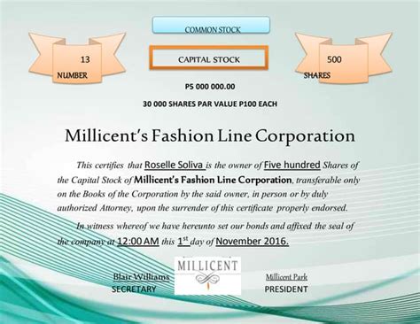 Stock certificate | DOCX 