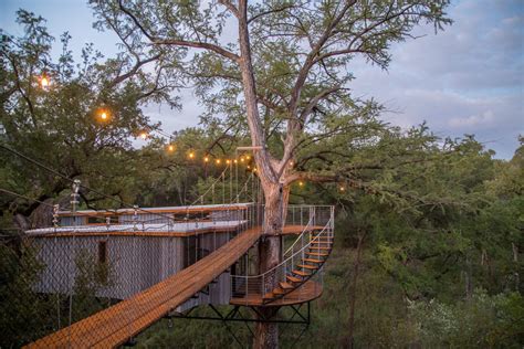 Rustic Eco Retreat Sits High Among The Treetops In Texas The Spaces