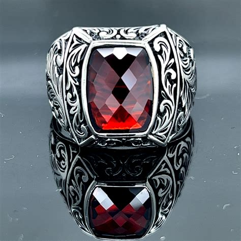 Silver Red Stone Ring Silver Ruby Stone Ring Ottoman - Etsy