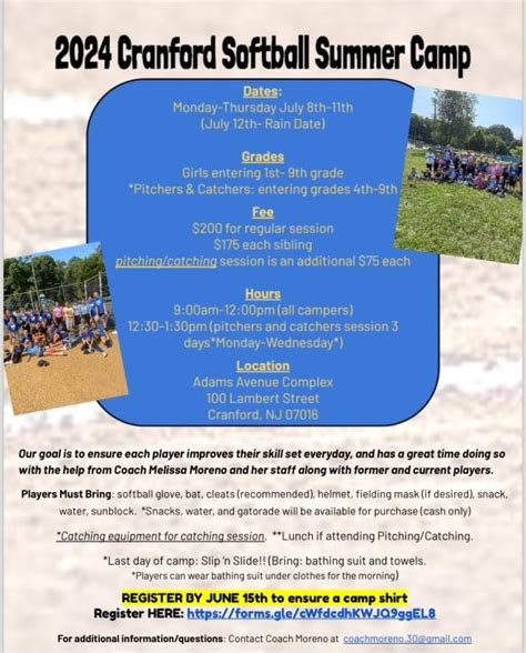 Sign Up For 2024 Cranford Softball Summer Camp