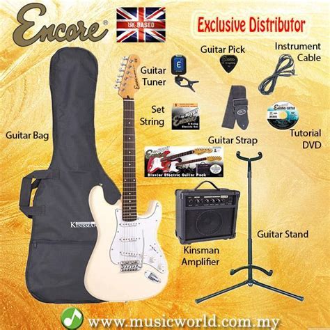 ENCORE EBP-E6VW White Electric Guitar Package Starter Pack Electric ...