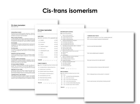 Cis-trans isomerism (Infotext and Exercises) | Teaching Resources