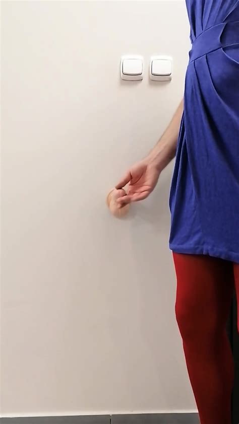 Misr4 Trans In Red Pantyhose Standing Anal Masturbation
