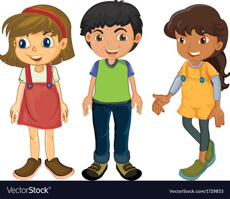 Three Kids Royalty Free Vector Image Vectorstock