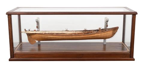 Lot Cased Whaleboat Model 20th Century Case Height 145” Length 385