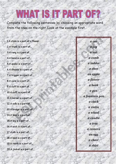 part  esl worksheet  irinasandrovna