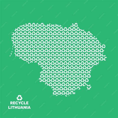 Premium Vector | Lithuania map made from recycling symbol environmental