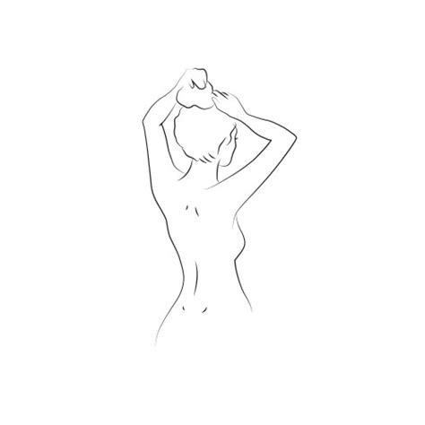 Silhouette Of Pretty Slim Nude Long Haired Woman Vector Image