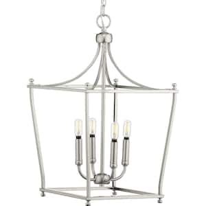 Hampton Bay Boswell Quarter 3 Light Brushed Nickel Pendant With