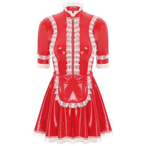 Womens Wet Look Lace French Maid Roleplay Cosplay Lingerie Costumes Dress Up Ebay