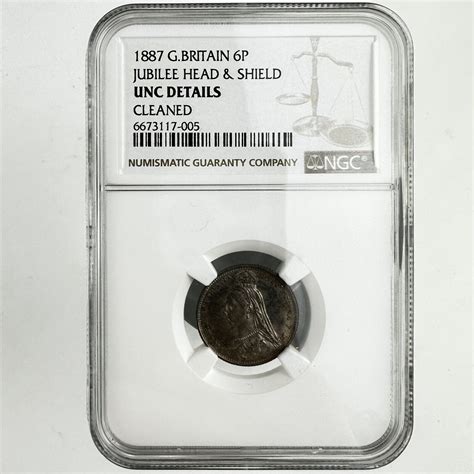 Ngc Graded Great Britain Sixpence P Jubilee Head Shield Unc