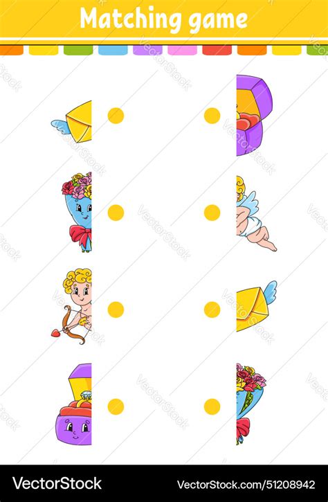 Matching game draw a line education developing Vector Image