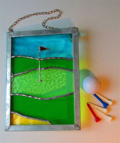 Ideal T For The Golfer Golf Green Panel Stained Glass By